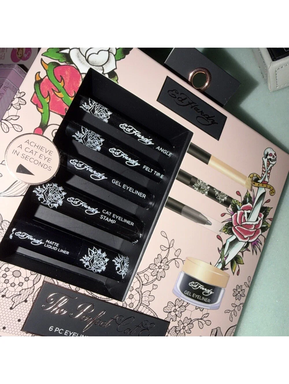 Ed Hardy The Perfect Cat Eye 6 Pc Eyeliner Essentials Set New In Box